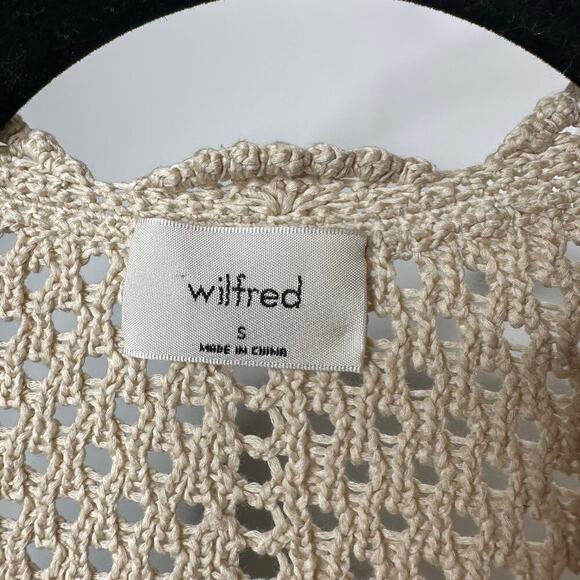 Aritizia Wilfred Crochet Caraway Cardigan Button Down Women's Tan Size Small - Picture 5 of 5